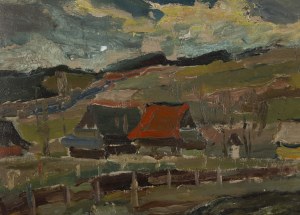 Tadeusz Mróz-Łękawski (1905 - 1942 ), Podgórze landscape with cottages, 1936