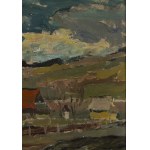 Tadeusz Mróz-Łękawski (1905 - 1942 ), Pejzaż podgórski z chatami, 1936