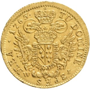 Austrian Empire FRANCIS STEPHAN I. Loraine 1740-1765, 1 Ducat 1765 WI F (1771) posthumous coinage in Vienna R!, KM#1725 Au.986 3,49g 21mm