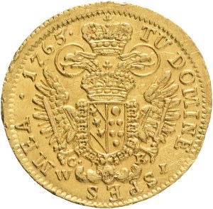 Austrian Empire FRANCIS STEPHAN I. Loraine 1740-1765, 1 Ducat 1765 WI F (1771) posthumous coinage in Vienna R!, KM#1725 Au.986 3,49g 21mm