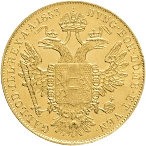 Austria Hungary FRANZ JOSEPH I. 1848-1916, 1 Ducat 1853 B Kremnica, KM#2263 Au.986 3,50g 19,8mm, small stroke