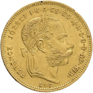 Austria Hungary FRANZ JOSEPH I. 1848-1916 8 Forint/20 Francs 1870 G.Y.F. Alba Lulia, Karlsburg (Romania) KM#455, ÉH#1453 Au.900 6,45g 21mm