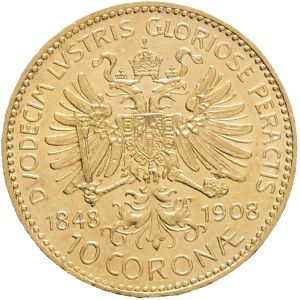 Austria Hungary FRANZ JOSEPH I. 1848-1916 10 Corona 1908 Reign 60th years on the throne Vienna KM#2810 Au.900 3,39g 19mm, hair lines