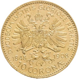 Austria Hungary FRANZ JOSEPH I. 1848-1916 10 Corona 1908 Reign 60th years on the throne Vienna KM#2810 Au.900 3,39g 19mm, hair lines