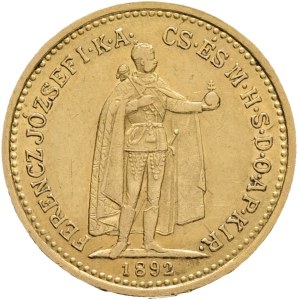 Austria Hungary FRANZ JOSEPH I. 1848-1916 10 Corona 1892 KB Kremnica KM#485, Au.900 3,38g 19mm