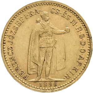 Austria Hungary FRANZ JOSEPH I. 1848-1916 10 Corona 1896 KB Kremnica KM#485, Au.900 3,38g 19mm