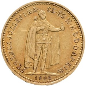 Austria Hungary FRANZ JOSEPH I. 1848-1916 10 Corona 1904 KB Kremnica KM#485, Au.900 3,39g 19mm