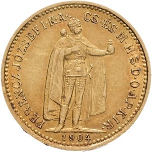 Austria Hungary FRANZ JOSEPH I. 1848-1916 10 Corona 1904 KB Kremnica KM#485, Au.900 3,39g 19mm