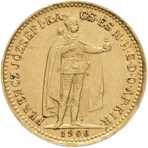 Austria Hungary FRANZ JOSEPH I. 1848-1916 10 Corona 1906 KB Kremnica KM#485, Au.900 3,39g 19mm