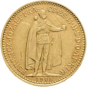 Austria Hungary FRANZ JOSEPH I. 1848-1916 10 Corona 1908 KB Kremnica KM#485, Au.900 3,37g 19mm