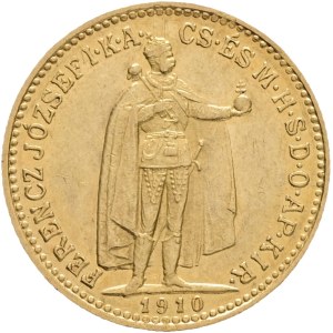 Austria Hungary FRANZ JOSEPH I. 1848-1916 10 Corona 1910 KB Kremnica KM#485, Au.900 3,38g 19mm