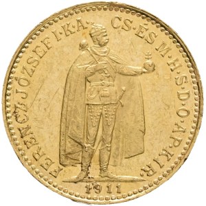 Austria Hungary FRANZ JOSEPH I. 1848-1916 10 Corona 1911 KB Kremnica KM#485, Au.900 3,38g 19mm