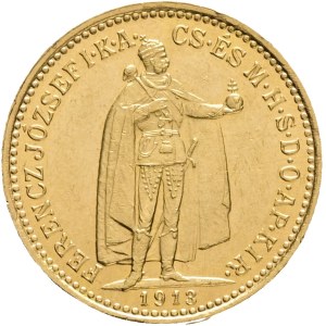 Austria Hungary FRANZ JOSEPH I. 1848-1916 10 Corona 1913 KB Kremnica KM#485, Au.900 3,38g 19mm
