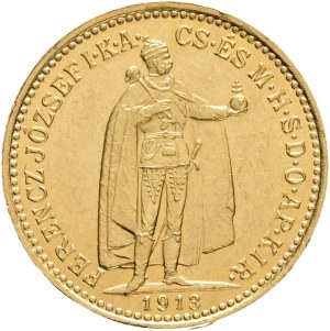 Austria Hungary FRANZ JOSEPH I. 1848-1916 10 Corona 1913 KB Kremnica KM#485, Au.900 3,38g 19mm