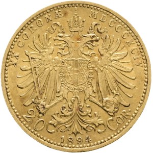 Austria Hungary FRANZ JOSEPH I. 1848-1916 20 Corona 1894 Vienna KM#2806 Au.900 6,77g 21mm