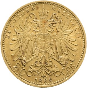 Austria Hungary FRANZ JOSEPH I. 1848-1916 20 Corona 1894 Vienna KM#2806 Au.900 6,77g 21mm