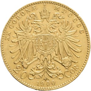 Austria Hungary FRANZ JOSEPH I. 1848-1916 20 Corona 1900 Vienna KM#2806 Au.900 6,77g 21mm , hair lines