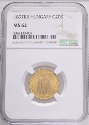 Austria Hungary FRANZ JOSEPH I. 1848-1916 20 Corona 1897 KB Kremnica KM#486, ÉH#1489 Au.900 6,79g 21mm, NGC 8362133-037