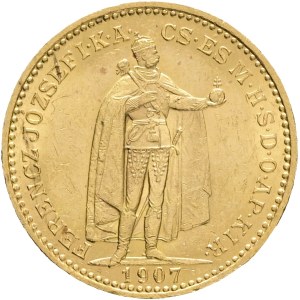 Austria Hungary FRANZ JOSEPH I. 1848-1916 20 Corona 1907 KB Kremnica KM#486, ÉH#1489 Au.900 6,78g 21mm , hair lines RR!!!