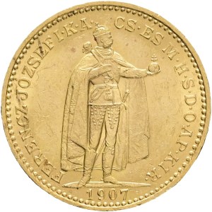 Austria Hungary FRANZ JOSEPH I. 1848-1916 20 Corona 1907 KB Kremnica KM#486, ÉH#1489 Au.900 6,78g 21mm , hair lines RR!!!
