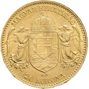 Austria Hungary FRANZ JOSEPH I. 1848-1916 20 Corona 1907 KB Kremnica KM#486, ÉH#1489 Au.900 6,78g 21mm , hair lines RR!!!