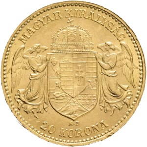 Austria Hungary FRANZ JOSEPH I. 1848-1916 20 Corona 1907 KB Kremnica KM#486, ÉH#1489 Au.900 6,78g 21mm , hair lines RR!!!