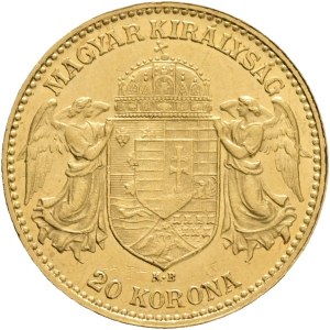 Austria Hungary FRANZ JOSEPH I. 1848-1916 20 Corona 1909 KB Kremnica KM#486, ÉH#1489 Au.900 6,79g 21mm