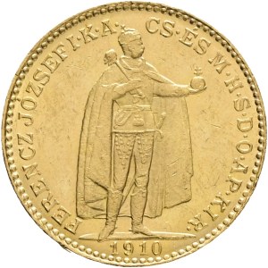Austria Hungary FRANZ JOSEPH I. 1848-1916 20 Corona 1910 KB Kremnica KM#486, ÉH#1489 Au.900 6,78g 21mm