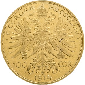 Austria Hungary FRANZ JOSEPH I. 1848-1916, 100 Corona 1914 Vienna KM#2819, Au.900 33,93g 37/2,3mm, hair line