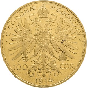 Austria Hungary FRANZ JOSEPH I. 1848-1916, 100 Corona 1914 Vienna KM#2819, Au.900 33,93g 37/2,3mm, hair line