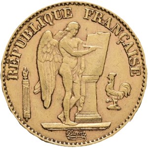 France Third Republic 1870-1940, 20 Francs 1897 A Paris, Lucky Angel, KM#825, Au.900 6,44g 21mm