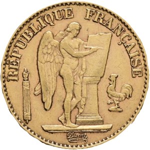 France Third Republic 1870-1940, 20 Francs 1897 A Paris, Lucky Angel, KM#825, Au.900 6,44g 21mm