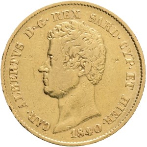 Italy CHARLES ALBERT 1831-1849, 20 Lire 1840 P Eagle Torino KM#131.1 Au.900 6,40g 21mm