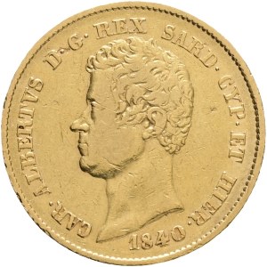 Italy CHARLES ALBERT 1831-1849, 20 Lire 1840 P Eagle Torino KM#131.1 Au.900 6,40g 21mm