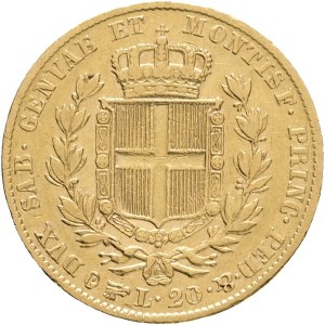 Italy CHARLES ALBERT 1831-1849, 20 Lire 1840 P Eagle Torino KM#131.1 Au.900 6,40g 21mm