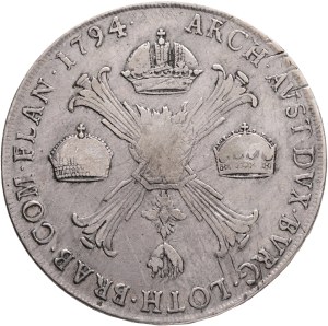 FRANCIS II. 1792-1795 1 Kronenthaler 1794 M Milano II.typ LEGO ET FIDE , KM#62.1 , KM#239, N&V#486 Ag.873 29,359g 39mm