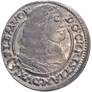 CHRISTIAN 1651-1672 3 Kreuzers 1662 Liegnitz Brieg, mintmaster Christian Pfahler (heart with cross) Silver Ag. 1,51g 21mm , KM#427, patina