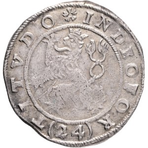 Czech estates 1618-1620 24 Kreuzers 1620 Joachimstahl, mintmaster Centurio Lengefelder, Silver Ag. 7,06g 29mm, KM#228, mintmark Lion head left RRR!