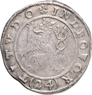 Czech estates 1618-1620 24 Kreuzers 1620 Joachimstahl, mintmaster Centurio Lengefelder, Silver Ag. 7,06g 29mm, KM#228, mintmark Lion head left RRR!