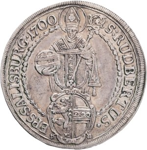 JOHANN ERNST von THUN 1667-1709 1 Thaler 1700 Salzburg, Silver Ag.875 29,44g 42mm, KM# 254, Zöttl# 2160-2181