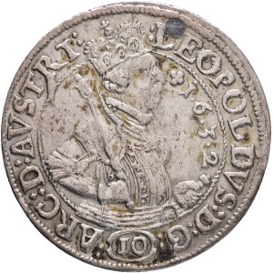 LEOPOLD V. 1619-1632 10 Kreutzer 1632 Hall, KM#589, MT#479 Silver Ag.500, 4,44g 30mm