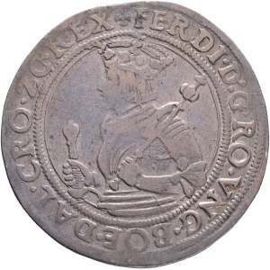 FERDINAND I. 1519-1564 1/2 Thaler 1546-1555 Hall Markl#1626-8 Ag. 13,62g 35mm R!, repair