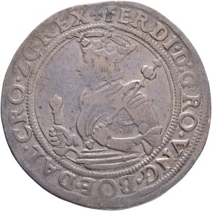 FERDINAND I. 1519-1564 1/2 Thaler 1546-1555 Hall Markl#1626-8 Ag. 13,62g 35mm R!, repair