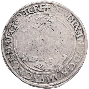 FERDINAND I. 1519-1564 1 Thaler, ND, Linz, Ag. 28,32 40mm, Markl#320-365, R! variant hilt on upper D, avers: a cross above the crown , + FERDINAND.D.G.ROM.VNG.BOE.DAL.CROETC.RE revers:+INF.HISPA.ARCHIDV X.AVSTRIE.DVX.BVRG VF