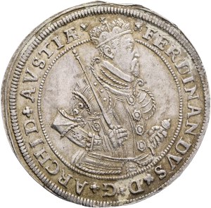 FERDINAND II. 1564-1595 1 Thaler ND Ensisheim, Silver Ag.875 28,15g 41mm, KLEM# 161-170, MT# 578 R!!, hinge repair