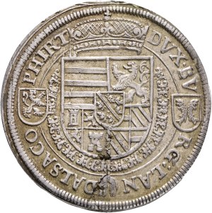 FERDINAND II. 1564-1595 1 Thaler ND Ensisheim, Silver Ag.875 28,15g 41mm, KLEM# 161-170, MT# 578 R!!, hinge repair
