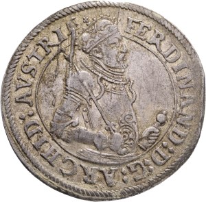 FERDINAND II. 1564-1595 1 Thaler ND Hall, Silver Ag. 28,19g 39mm, MT#274 var#1 BVRGVNDIE, planchet defect, the punch broke on avers