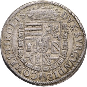 FERDINAND II. 1564-1595 1 Thaler ND Hall, Silver Ag. 28,19g 39mm, MT#274 var#1 BVRGVNDIE, planchet defekt, the punch broke on avers