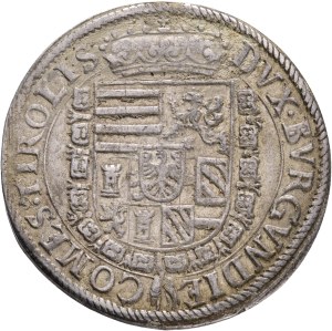 FERDINAND II. 1564-1595 1 Thaler ND Hall, Silver Ag. 28,19g 39mm, MT#274 var#1 BVRGVNDIE, planchet defect, the punch broke on avers