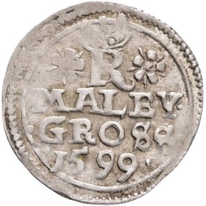 RUDOLPH II. 1576-1608 Maley Groschen Joachimsthal 1599 mintmaster P.Hofmann, Silver Ag. 1,07g 17mm MB#241, Diet#278